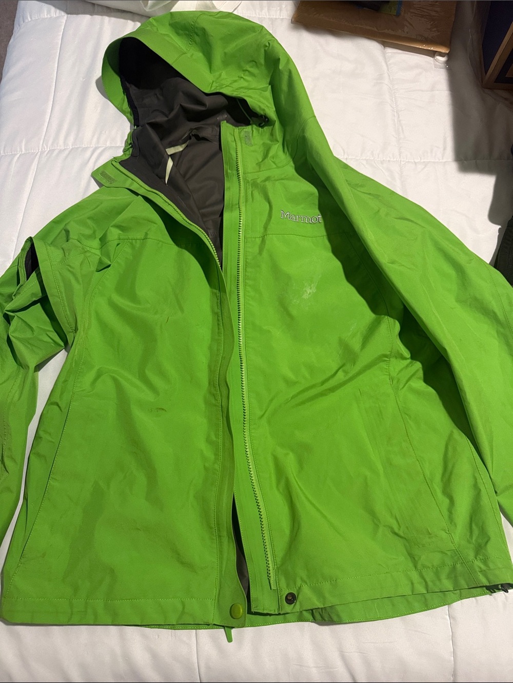 Marmot Hooded Waterproof Rain Jacket - Bright Green